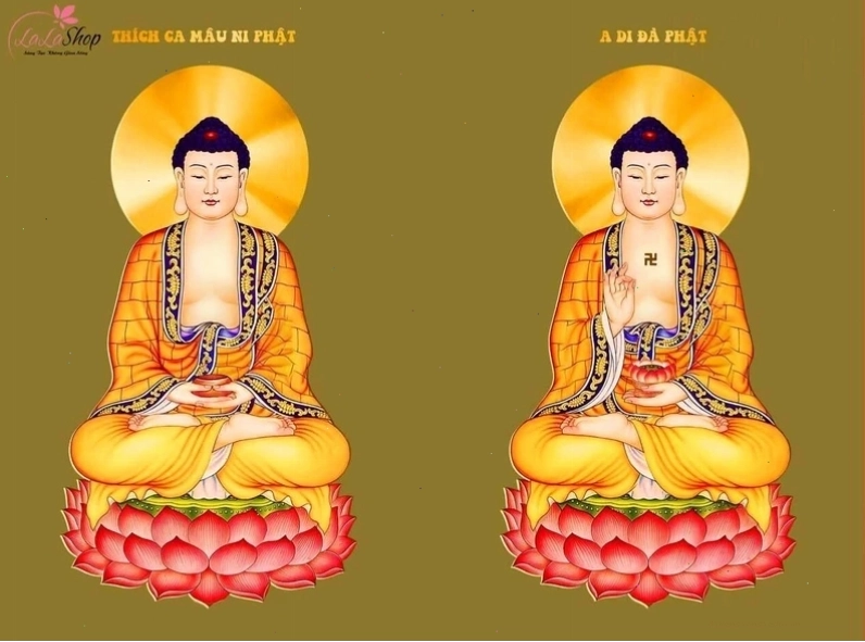 Phân biệt Phật A Di Đà và Phật Thích Ca qua trang phục và tư thế
