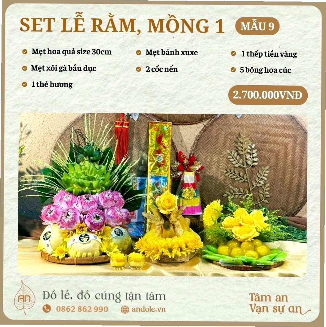 Set lễ vật Rằm, Mồng 1 đầy đủ và tinh tế