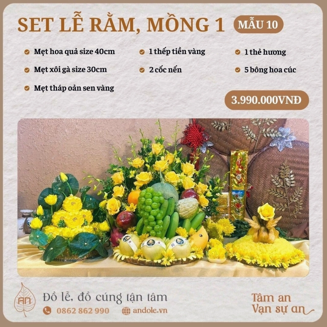 Set lễ vật Rằm, Mồng 1 đầy đủ và tinh tế