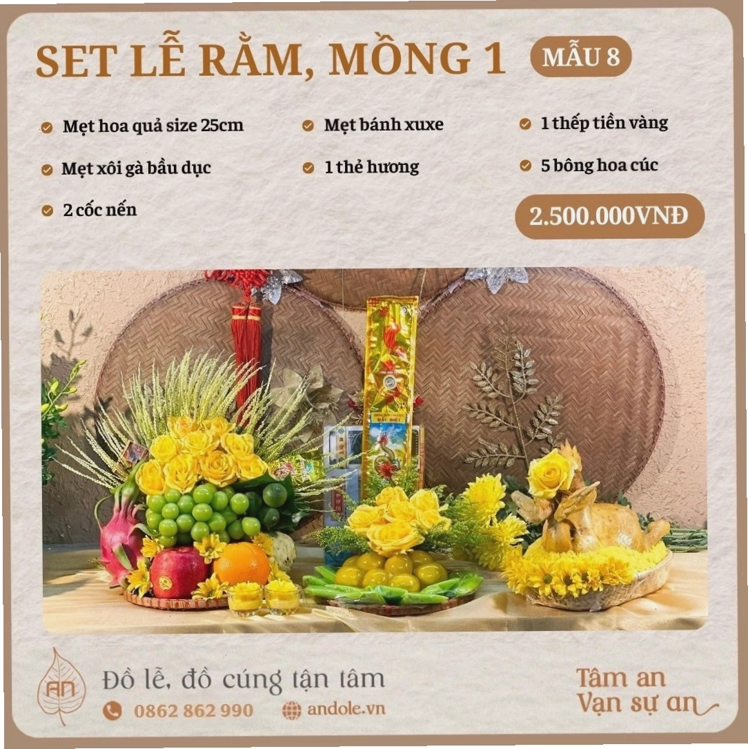 Set lễ vật Rằm, Mồng 1 tinh tế và đầy đủ