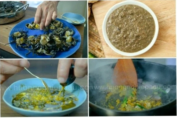 Sơ chế cua đồng lấy gạch làm riêu cua