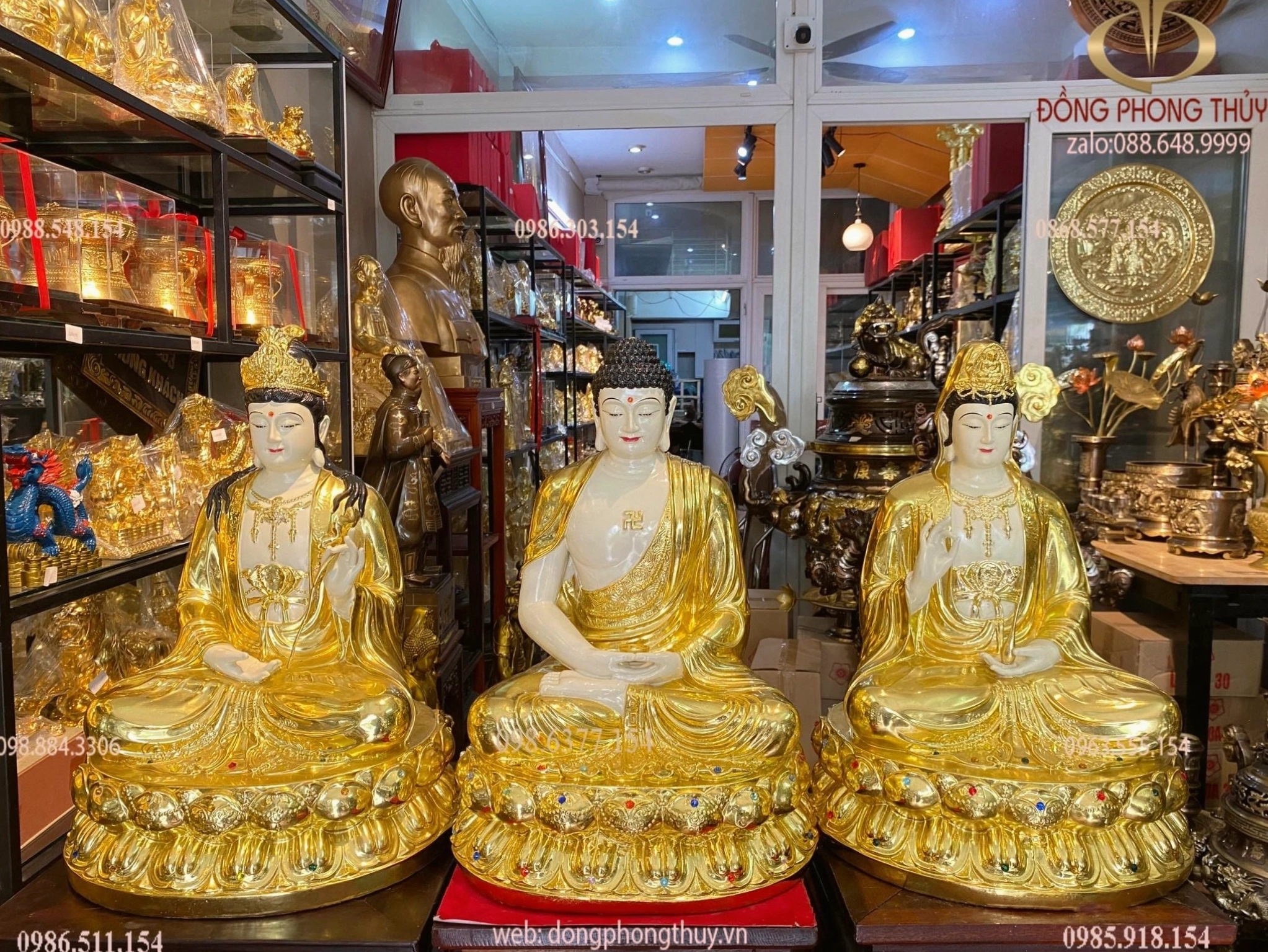 Tây phương tam thánh dát vàng kích thước lớn