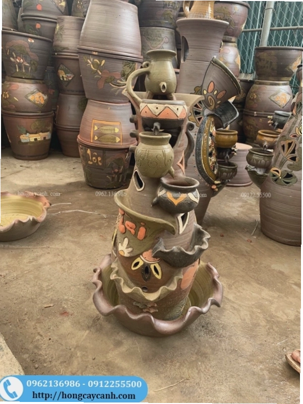 Thác nước phong thủy gốm cao cấp cho không gian sang trọng