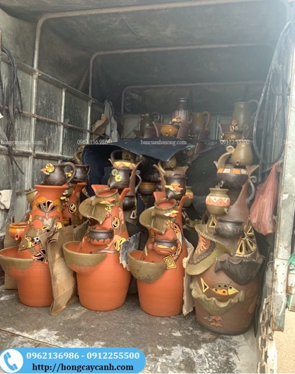 Thác nước phong thủy sân vườn bằng gốm