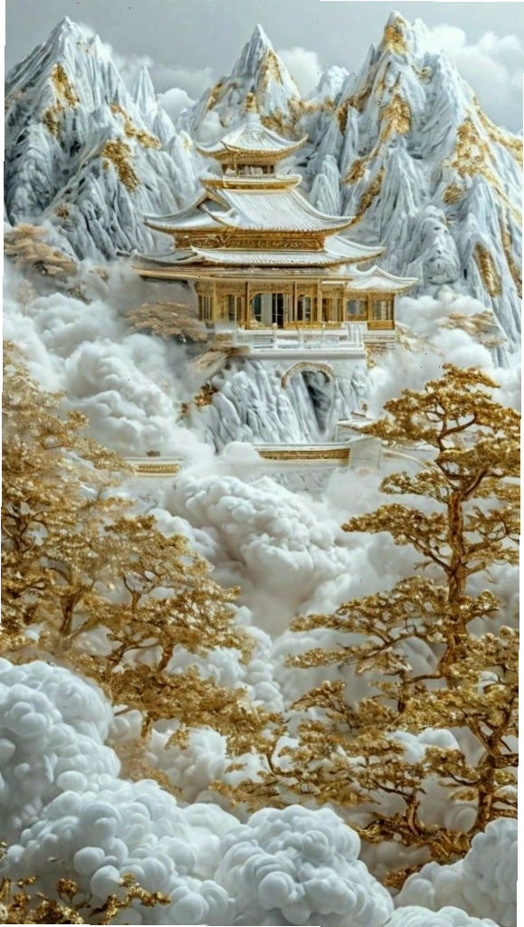 Tháp cổ ẩn mình trong mây