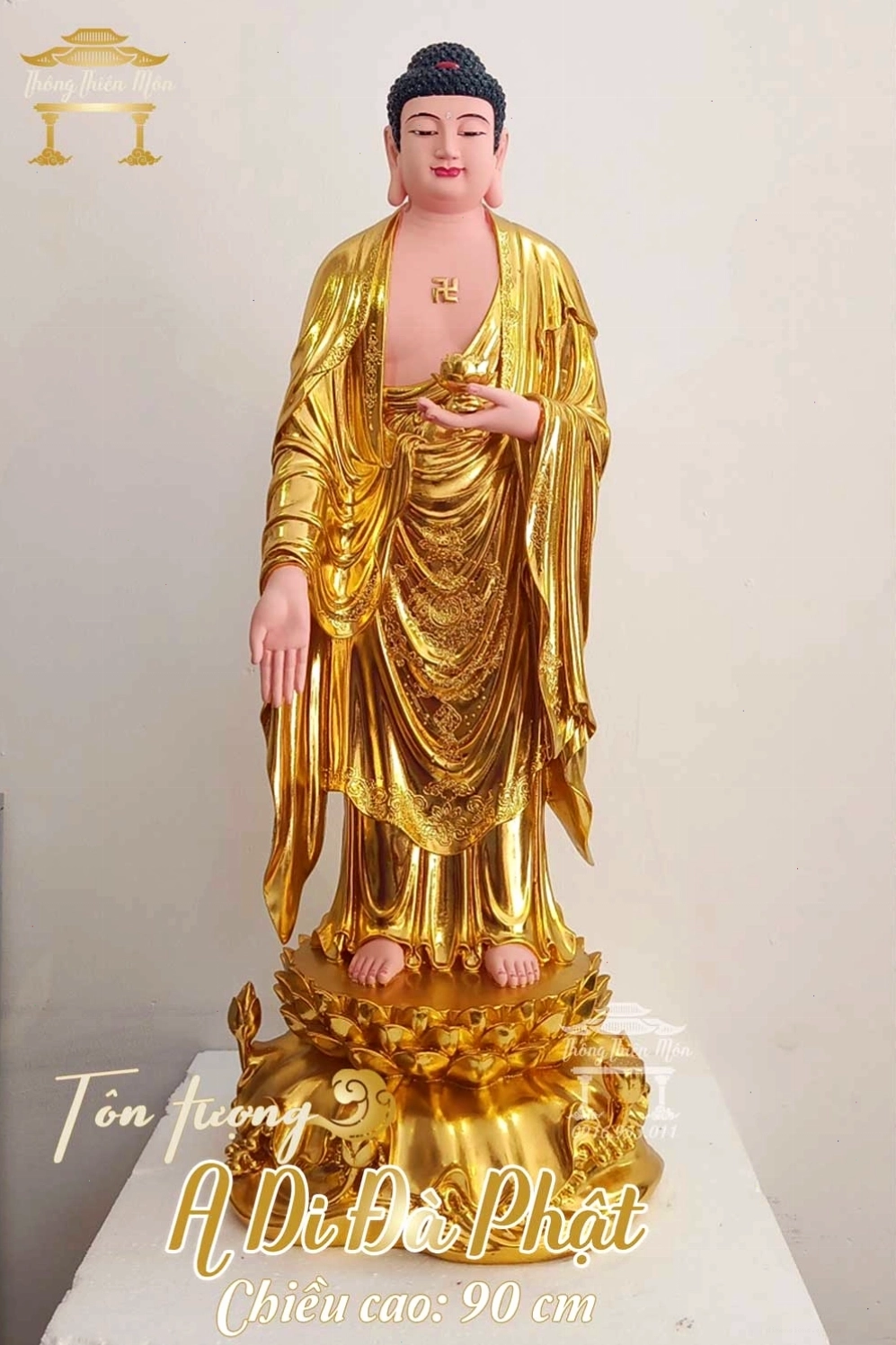 Tôn tượng Đức Phật A Di Đà mạ vàng trang nghiêm