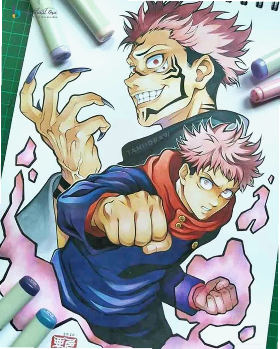 Tranh anime nam với biểu cảm bí ẩn và trang phục thời trang
