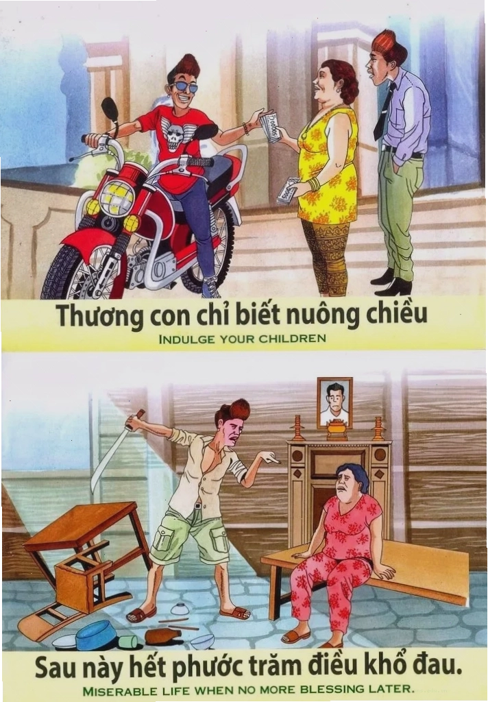 Tranh nhân quả minh họa nghiệp tốt