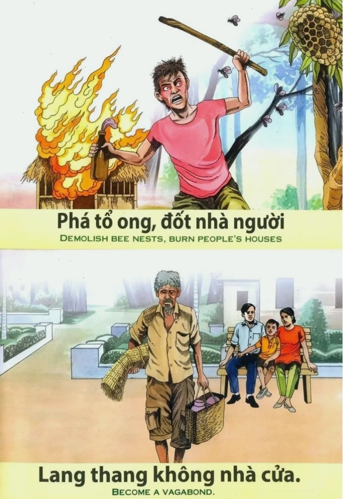 Tranh nhân quả minh họa nghiệp xấu