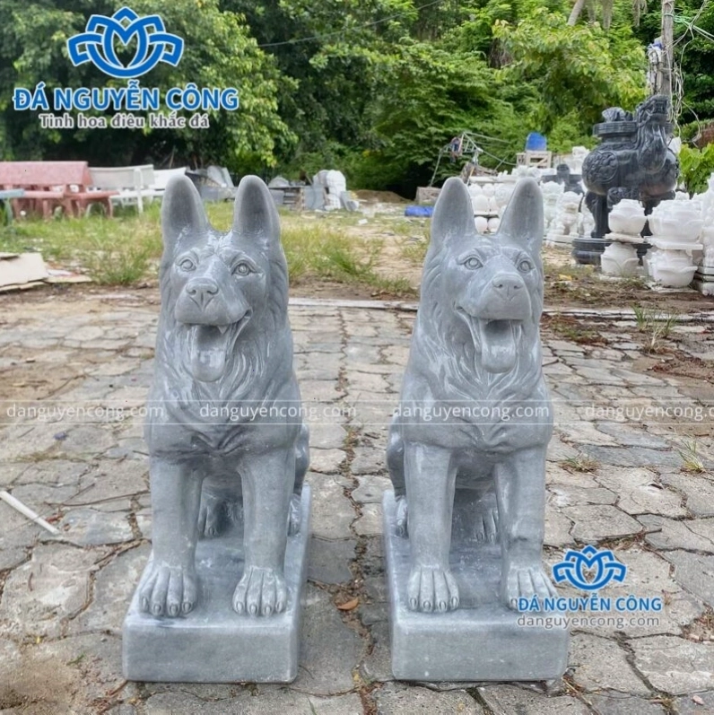 Tượng chó đá canh cổng phong thủy cao 50cm