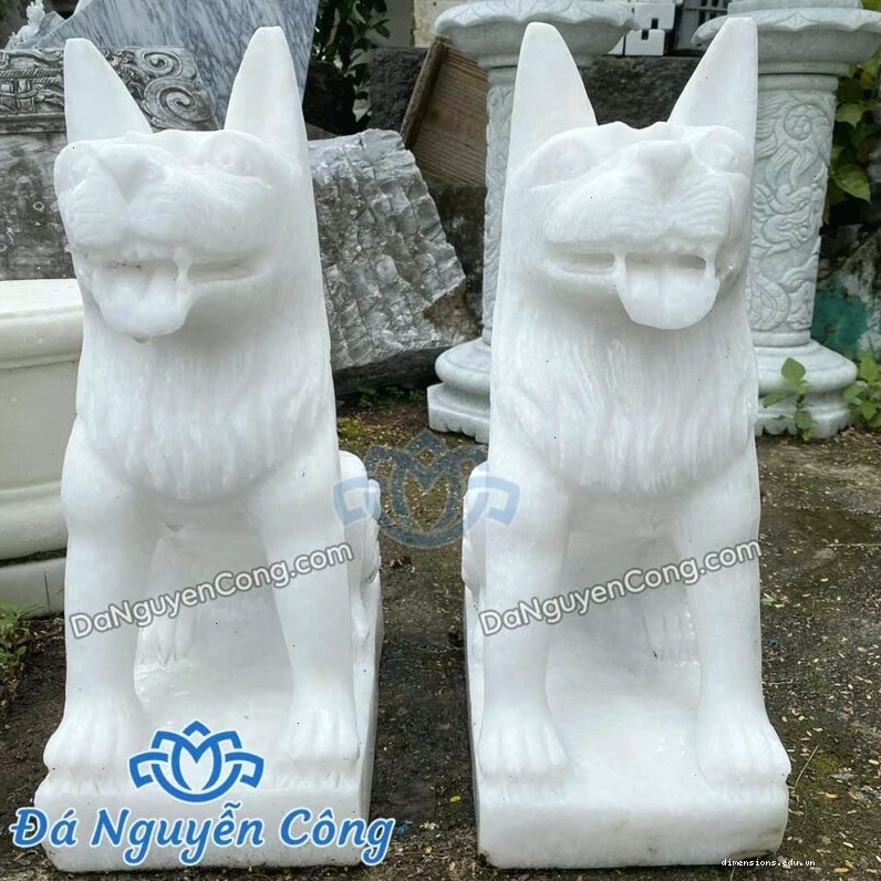Tượng chó đá trắng cao 50cm