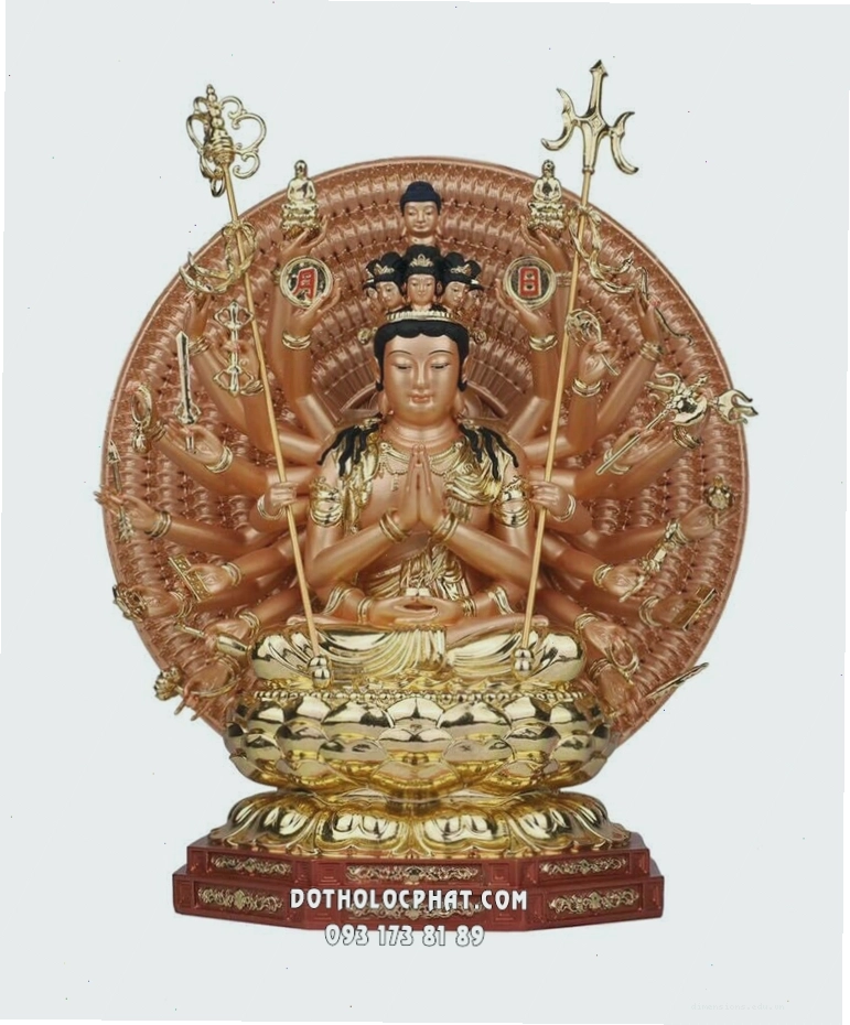 Tượng Thiên Thủ Thiên Nhãn Poly Áo Dát Vàng